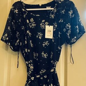 DKNY Black Dress with White Floral Design